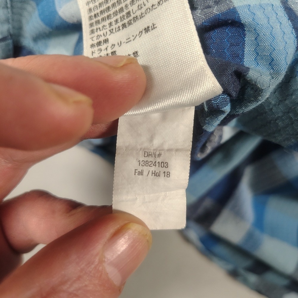 Eddie Bauer Shirt Mens 2XL Blue Classic Fit Plaid Nylon Blend Short Sleeve - Picture 7 of 12